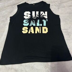 Sun Salt Sand Coconut Tree Tank Tops Sleeveless Beach Shirt Summer Hawaiian XL
